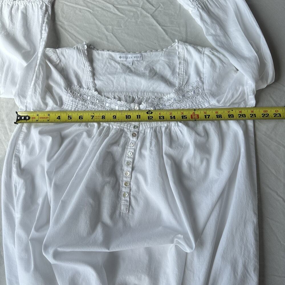 Eileen West 100% Cotton EMBROIDERED Long Ballet Nightgown S White Cottage Whimsy - Picture 10 of 11